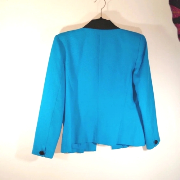 Vintage Sasson Blazer Jacket Aqua Blue Paris New York City Turquoise 80s - Picture 11 of 16